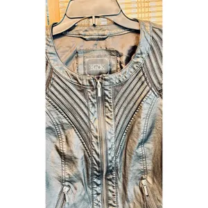 Buckle Black Motorcycle Grunge biker faux leather zip up jacket sz Medium thumbnail 6