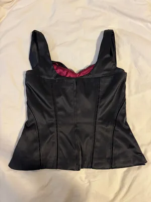White House | Black Market Black Strapless Corset-Style Top thumbnail 3