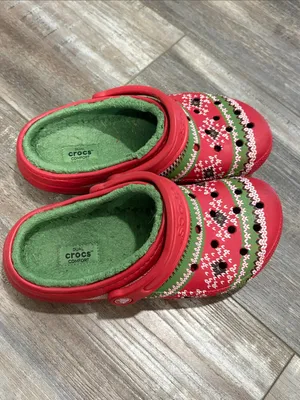 Crocs ugly Christmas sweater lined shoes thumbnail 2