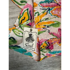 Easel Los Angeles‎ Floral Print Wrap V Neck Smocked Back Mini Dress L thumbnail 6