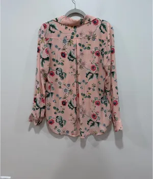 Ann Taylor Pink Floral Blouse Button Front Career Top  Size Medium thumbnail 6