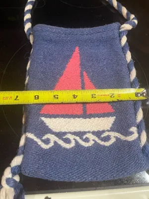 Handmade Sailboat Themed Fabric(Rayon/Cotton)Shoulderbag Made in Greece Rare thumbnail 9
