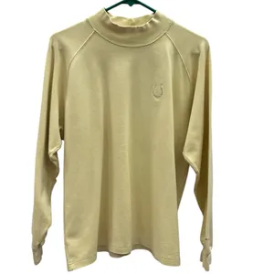 Vintage Reebok Mock Neck Pale Yellow Embroidered Horseshoe Logo Sweatshirt Large thumbnail 8