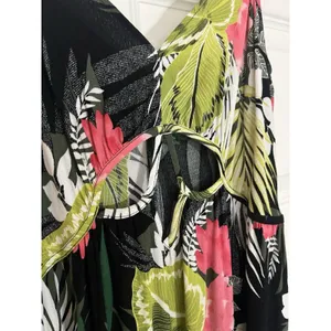 Express Maxi Dress XS tropical Black Pink Hawaii Beach resort thumbnail 6