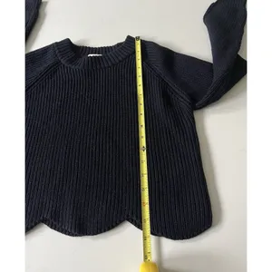 Aritzia Wilfred Sardou 100% Merino Wool Cropped Navy Sweater Small thumbnail 8