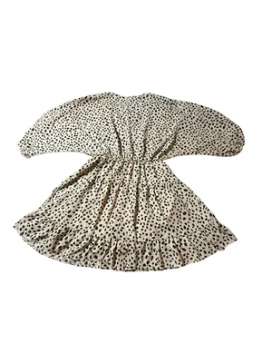 Pink Lily Leopard Tiered Mini Dress M Cheetah Dalmatian Animal Print Ruffle Boho thumbnail 4
