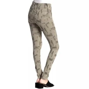 Free‎ People Women's Green Long and Lean Edgy Camo Skinny Denim Jeans - 27 thumbnail 3