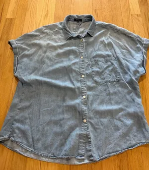 Quince Chambray Tencel Short Sleeve Shirt Sz XL thumbnail 1