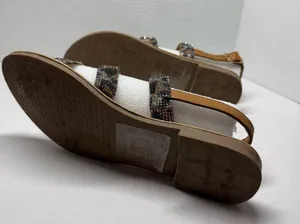 Brown Strappy Sandals with Rhinestone Accents thumbnail 1