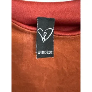 Windsor Rust Orange Faux Suede Mock Neck Long Sleeve Crop Top Womens thumbnail 6