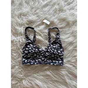 Aerie Goals Plunge Sports Bra Gray Size Small thumbnail 2