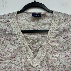 Y2K Fairy Cottagecore Longsleeve Eyelet Lace Up Top Embroidery Size Small thumbnail 4