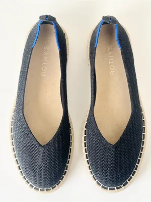 Rothy’s The espadrille black tan flats 7.5 thumbnail 2