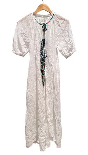 Rhode for Target NWT White Floral Tie Up Puff‎ Sleeve Cover Up Dress XS Beach thumbnail 1