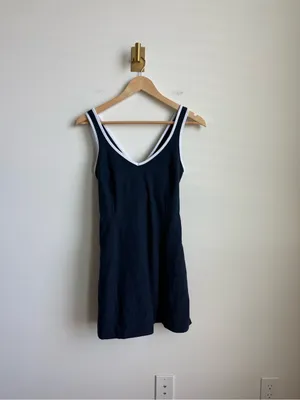 Beyond Yoga Spacedye Starting Line Dress Navy White Built-In Bodysuit Large thumbnail 5