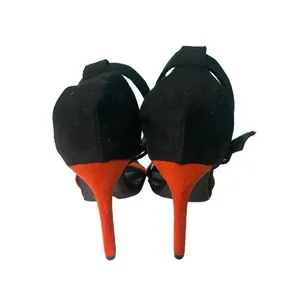 Elegant Black and Orange Ankle Strap Stiletto Sandals High Heels size 9‎ S-59 thumbnail 3