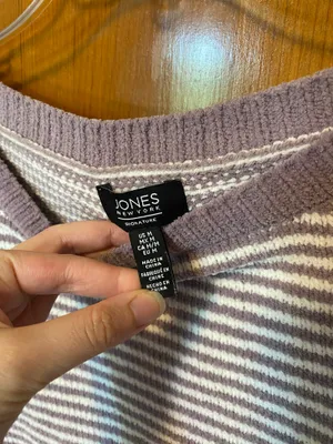 Jones New York Purple & White Striped Crop Sweater thumbnail 4