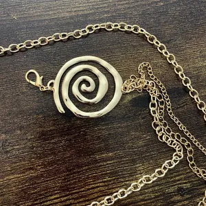 Gold Y2K Spiral Swirl Draped Layered Chain Belt, Fits 16-44 Inches, X7GA1405 thumbnail 7