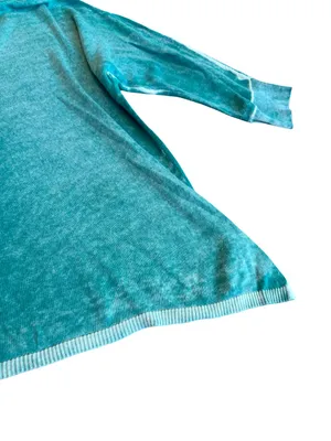 Sundance Teal Mint Trim V Neck Cotton Sweater Sleeve Oversized Medium Women's thumbnail 12