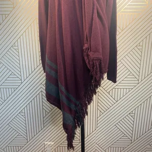 CAbi Port Wine‎ Fringe Wrap Cardigan Sweater thumbnail 7
