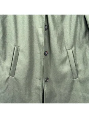 Women’s Olive Green Long Fleece Coat Jacket Size Large Button Front thumbnail 3