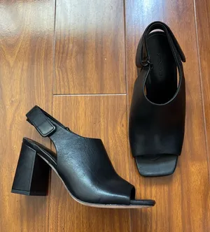 Vince Black Leather Hook and Loop Block Heels thumbnail 1