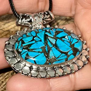 Spiny Turquoise in Copper Pendant 1 1/2”x 1 1/2” thumbnail 13
