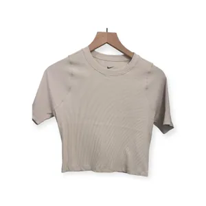 Nike Zenvy Rib Women's Short-Sleeve Cropped Top L Light Orewood Brown/White thumbnail 5