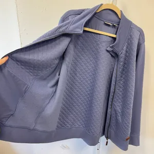 L.L. Bean Quilted Full Zip Sweatshirt Jacket Blue 2X Plus 515674 Deep Lake Soft thumbnail 3