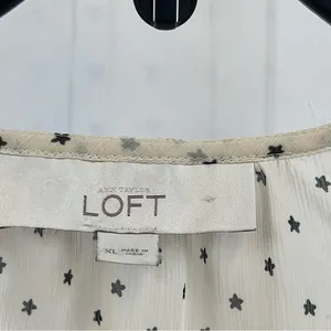 LOFT Ivory and Black Dotted Ruffle Blouse thumbnail 5