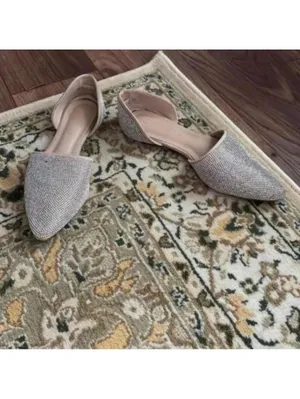 Rampage rhinestone studded pointed toe open side flats wedding glam thumbnail 5