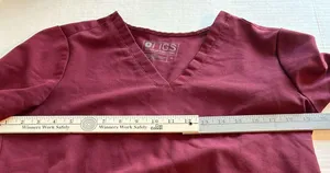 FIGS Technical Collection women’s scrub top, dark red, size Medium thumbnail 5