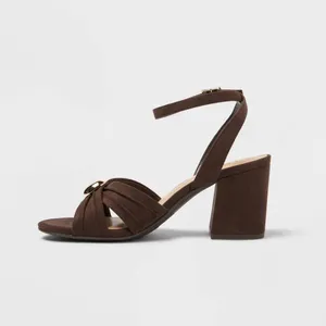 A New Day Size 8 Brown Bibi Strappy Peep Toe Heels thumbnail 2