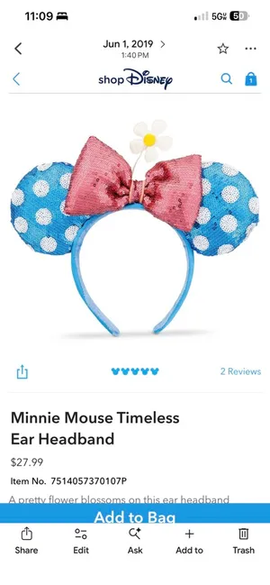 Disney Vintage Minnie Mouse Ears thumbnail 2