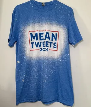 Gildan Blue and white‎ Handmade "Mean Tweets" t-shirt Large thumbnail 1