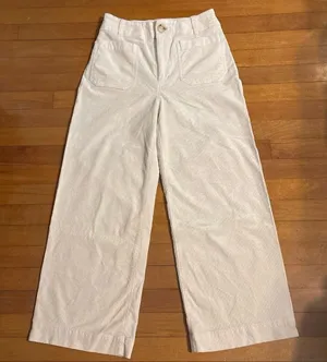 Maeve by Anthropologie Size 27 The Colette Cropped Wide Leg Corduroy Pants Cream thumbnail 1