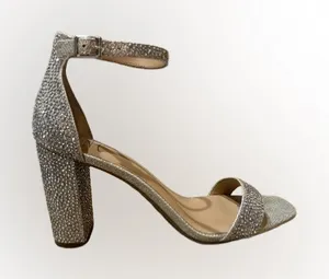Elegant Silver Rhinestone Women's Heels Sz 8 thumbnail 1