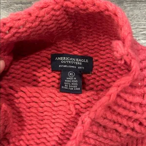 American Eagle Outfitters XL Coral Vintage‎ Y2K Wool Open Knit Mockneck Sweater thumbnail 3