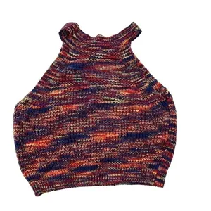 Cider Knit Halter Neck Crop Top Multicolor Space Dye Sleeveless‎ Tank Medium thumbnail 4