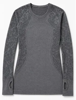 Lululemon Swiftly Tech Long Sleeve Floral Running Top Gray Floral size 6 Run Gym thumbnail 1