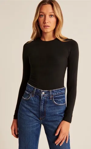 Soft AF Abercrombie Ribbed Long Sleeve Bodysuit thumbnail 1