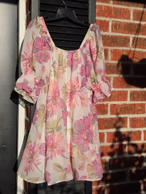 Olivaceous Pink Puff-Sleeve Mini Dress Medium thumbnail 8