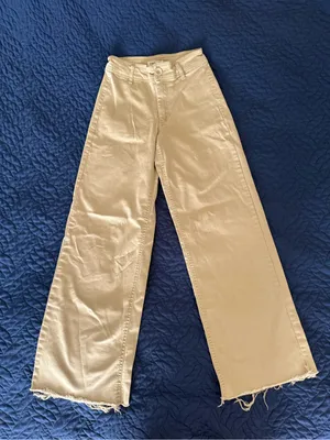 Oat New York High Waist Wide Leg Jeans in Beige / Cream thumbnail 2