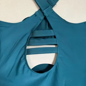Eddie Bauer‎ One Piece Swimsuit Women S Teal High Neck Strappy Back ELW4898 NWT thumbnail 8
