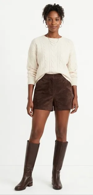 Zara Faux Suede High-Waisted Mini Shorts - Chocolate Brown - Size XXL thumbnail 1