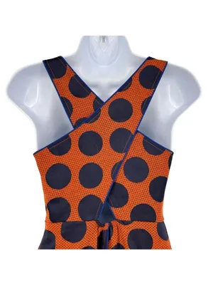 Maeve Rokin Polka Dot Preppy Retro Crossback Dress Orange Blue Size 0 thumbnail 5
