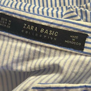 Zara Blue Striped Jumpsuit with Floral Embroiderysize M thumbnail 2