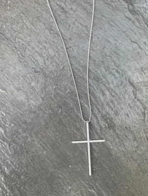 Free People Y2k Classy timeless silver diamond cross necklace thumbnail 4