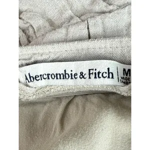 Abercrombie & Fitch Beige Linen Crinkle Ruched Ruffle Pencil Mini Skirt Size M thumbnail 4