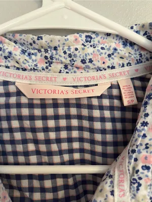 Victoria's Secret Floral Cotton‎ Nightshirt in White, Blue & Pink thumbnail 4